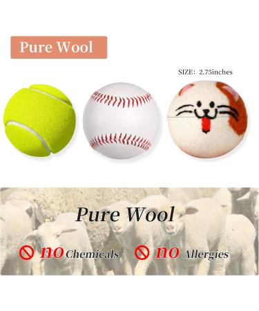 XL Cute Cat Face Wool Dryer Balls - Handmade Reusable Fabric Softener | Organic Shorten Drying Time | 3 Pack for 1000+ Loads - Buy Online on SooperMarket.com