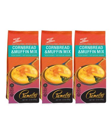 Pamela's Gluten Free Cornbread and Muffin Mix, 12 OZ Cornbread 12 Ounce (Pack of 3)