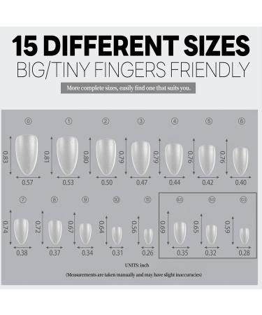360PCS Short Almond Nail Tips - Matte No File Soft Gel Extensions | Full Cover Clear False Nails for Acrylic - 15 Sizes | 05-360pcs - Buy Online on SooperMarket.com