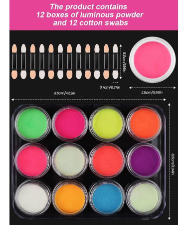Kalolary Neon Color Nail Powder Set - Luminous Pigment for Acrylic Nail Art - Rainbow Glitter for Halloween & Christmas DIY Nail Decoration - Buy Online on SooperMarket.com