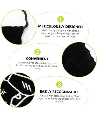 Baluue 6 Pcs Storage Bag Toiletry Organizer Drawstring Closure Cover Mini Hairdryer Bag Black Velvet - Buy Online on SooperMarket.com