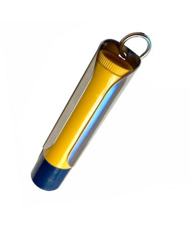 TALLAC HOUSE Cary Premium Metal Lip Balm Holder Fit Compatible with Chapstick Brand only Keychain Sleeve with Dial Turning Protection for Men & Women (Stainless Steel)
