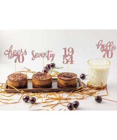 70th Birthday Cupcake Toppers - 24 Rose Gold Glitter Decorations for 1954 Birthday Party Accessories & Cake Decoration - Buy Online on SooperMarket.com