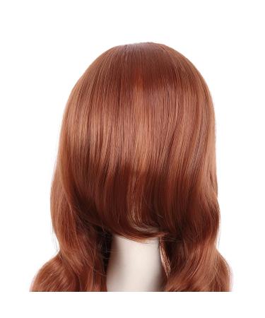 MapofBeauty 32 Fashion Long Curly Ginger Orange Anime Wig with Side Bangs - Perfect Cosplay Accessory - Buy Online on SooperMarket.com