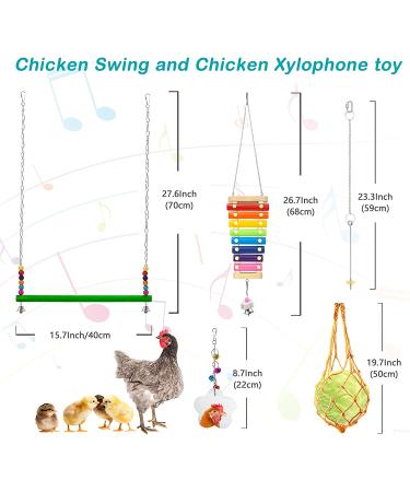 Woiworco Chicken Coop Accessories: 7 Pack Chicken Toys - Xylophone, Swing, Mirror, Pecking, Vegetable Feeder & More - Buy Online on SooperMarket.com