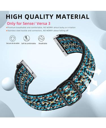 Maledan Compatible with Fitbit Sense and Versa 3 Bands Women Men - Adjustable Stretchy Nylon Solo Loop Braided Sport Elastics Strap for Fitbit Sense & Versa 3 Smartwatch Arrow/ Colorful/ Boho Flower - Buy Online on SooperMarket.com