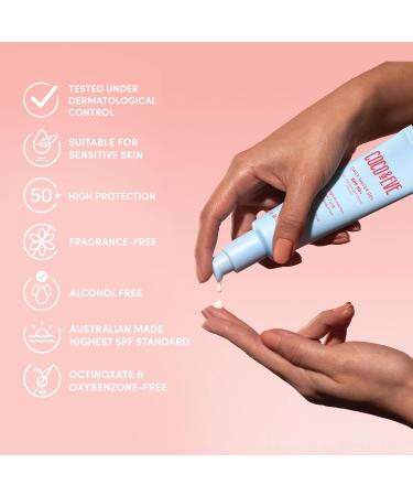 Coco & Eve Daily Water Gel SPF 50+ Sunscreen - Sun Face Protection Against UVA UVB | Australian Made Hydrating Lightweight Facial Suncream | Hyaluronic Acid Aloe Vera Glycerin for Smooth Finish - Buy Online on SooperMarket.com