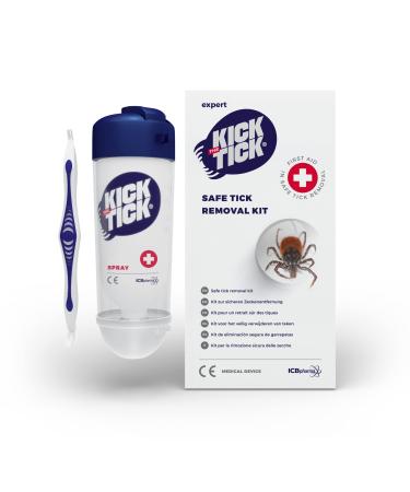 Novokill Kick The Tick Icing Spray & Professional Tick Tweezers in Tick Remover Set - Over 40 Applications | Painless Tick Removal for Children | Tick Remover for Dogs & Humans