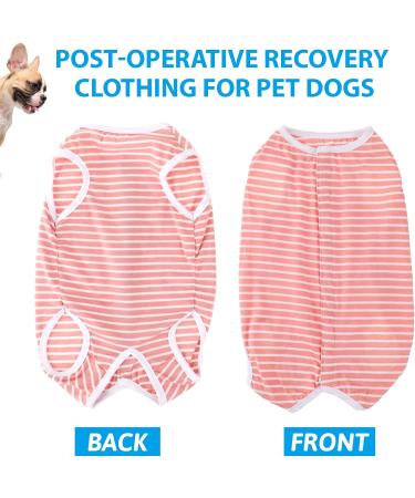 WLLHYF After Surgery Dog Recovery Onesie Comfortable Puppy Post Neuter Surgery Shirt Cone Alternative Wound Protective Body Suit Clothes for Large Small Dogs (Pink White Stripe) (Small) - Buy Online on SooperMarket.com