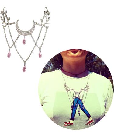 Oralgo Gothic Necklace: Vintage Lunar Branch with Violet Crystal Water Drop Pendant - Fashionable Pagan Witch Jewelry for Women - Buy Online on SooperMarket.com