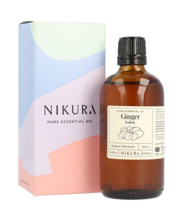 Nikura Ginger (Indian) Essential Oil - 100ml | 100% Pure Natural Oils | Perfect for Aromatherapy Diffusers Humidifier Bath | Great for Boosting Mood Candle Making Skin | Vegan & UK Made