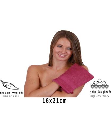 Betz Terry Cloth Wash Gloves - 10 Piece Set 100% Cotton 16x21 cm Cranberry-Petrol | Premium International Shipping - Buy Online on SooperMarket.com
