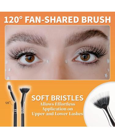 3PCS Mascara Fan Brush Set | INENK Eyelash Separator & Comb for Clump-Free Application | Perfect Eyebrow & Lash Tools for Natural Lift - Buy Online on SooperMarket.com