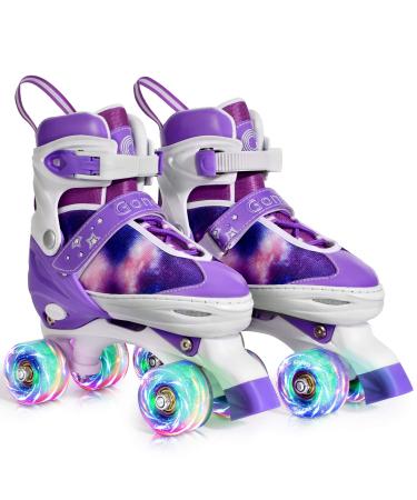 Gonex Roller Skates for Girls Kids Boys Women with Light up Wheels and Adjustable Sizes for Indoor Outdoor A-Purple L-Youth (4Y-7Y/ 9.4Inch-10.4Inch)