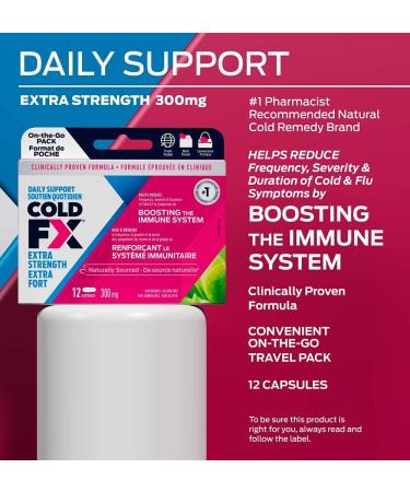 COLD-FX Extra Strength Ginseng Extract Reduce Chance Cold and Flu Support Immune System - 12 Vegan Capsules - Buy Online on SooperMarket.com
