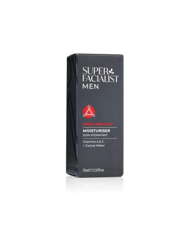 Super Facialist Moisturiser for Men with Hyaluronic Acid & SPF 10 Sun Cream - Hydrate & Repair Skin with Shea Butter Vitamin A & Vitamin C Vegan Friendly 75 ml