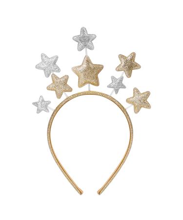 WLLHYF Glitter Star Headband Party Hair Headbands  Valentines Day Gift Hair Bands for Princess Glitter Band Hair Accessory for Women Kids Adults Holiday Festival Birthday Party  Gold
