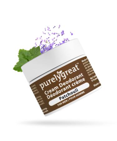 Purelygreat - All Natural Men s Deodorant  Long-Lasting Natural Deodorant for Daily Use  Aluminum-Free Cream Deodorant for Men  EWG Verified Handcrafted Vegan Deodorant  Patchouli  50 g