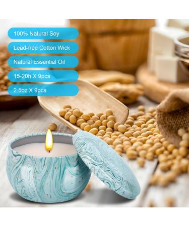 SuperSun 9-Piece Scented Candle Set | 200 Soy Wax Fragrance Candles | Perfect Christmas Gift for Women | Aromatherapy for Yoga & Relaxation - Buy Online on SooperMarket.com
