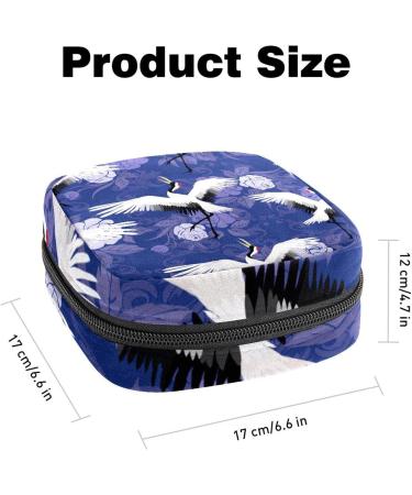 White Crane Peony Flower Sanitary Napkin Storage Bag | Menstrual Cup & Nursing Pad Holder | Portable Period Pouch for Women & Girls - Buy Online on SooperMarket.com