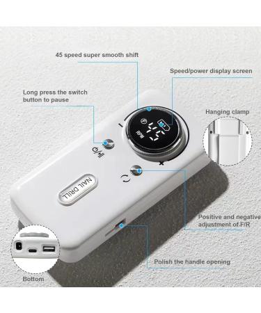 1 Set Electric Nail Drill 45000RPM Nail Drill Kit Rechargeable Portable Nail Drill Professional for Acrylic Nails with 6 Nail Drill Bits Electric Nail File for Manicure Pedicure Nail Drill Kit - Buy Online on SooperMarket.com