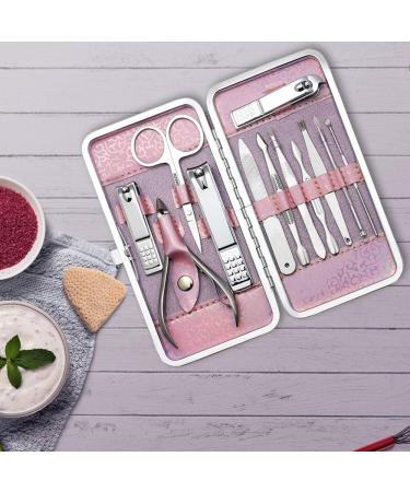 Glamne Manicure Pedicure Set Tools Professional Stainless Steel Nail Care Kits with Holographic Travel Case(Pink) - Buy Online on SooperMarket.com