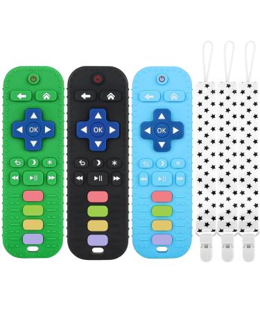 Wujun Silicone Bite Toy for Toddlers - Remote-Controlled BPA-Free Rings | Calming Relief Set (Black Green Blue) - Safe Durable & Dishwasher Friendly - Buy Online on SooperMarket.com
