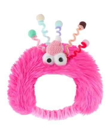 Face Wash Headbands for Women Plush Spa Hair Bands Makeup Headbands Skincare Headbands Cute Fluffy Creative Hair Accessories for Washing Face Funny Gifts for Women Girls (Pink)