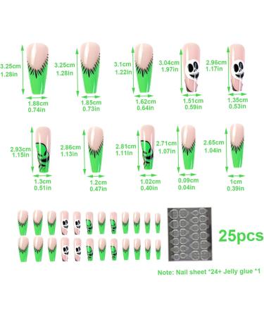 Halloween Press on Nails Halloween Press on Nails Medium Horror Ghost and Skull Halloween Fake Nails 24PCS Coffin French Tip False Nails with Gel Glue - Buy Online on SooperMarket.com