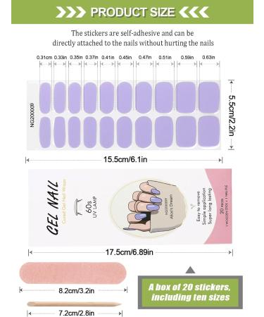 Kalolary Lavender Gel Nail Polish Strips - 20 Self-Adhesive Wraps with Nail File and Stick - Buy Online on SooperMarket.com