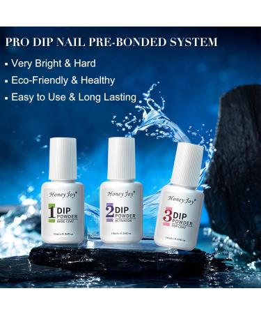 Honey Joy Dip Powder Nail Kit - Starter Set 4 Colors - Navy Blue, Sky Blue, Purple Glitter - No LED Lamp Needed - 7pcs Set for DIY Manicure - Buy Online on SooperMarket.com