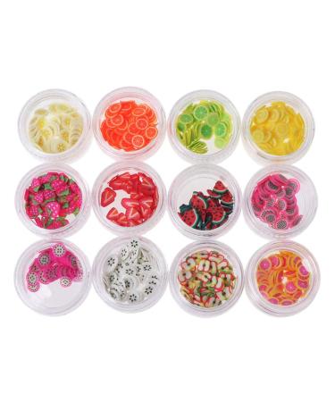 3D Nail Art Slice Fruit Slime Supply Fruit Slices for Slime Crafts DIY 12 Kinds of Boxed (Random Style)