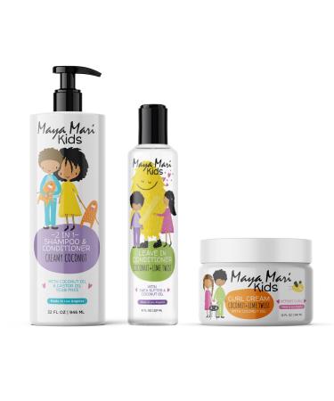 Kids Curly Hair Gift Set | 2-in-1 Shampoo & Conditioner Curl Cream Detangler | Tear-Free Sulfate-Free