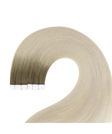 Youngsee Virgin Tape Extensions - 50cm Balayage Real Hair Invisible Light Brown Ombre #9A/10/800 - 5pcs 12.5g - Buy Online on SooperMarket.com