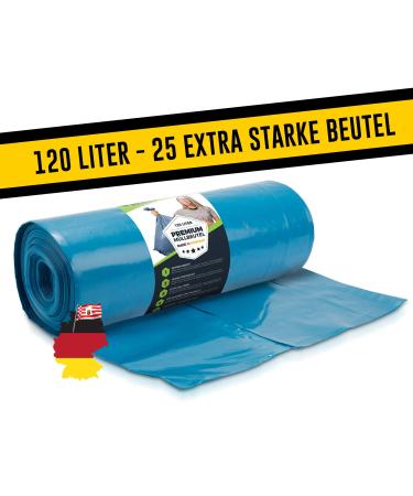 Garbage bags 120l blue - 25 pieces - extremely tearproof - waste bags - waste bag xxl - type 100 extra - garbage bag 120 l - 70 - 700x1100 mm - LDPE - Large garbage bag - 120 liters - Super waste bags 120 liters of blue - 25 garbage bags