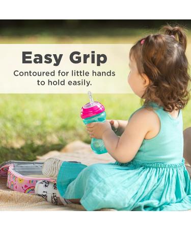 Nuby 3 Piece Girl No-Spill Easy Grip Cup with Flex Straw, 10oz, Clik It Lock Feature - Buy Online on SooperMarket.com