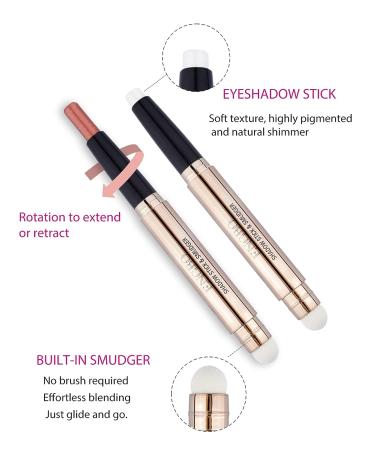 Enfuntins 3 Pcs Eyeshadow Stick Set - Waterproof Eye Brightener Crayon Pencil with Smudger - Glitter Shimmer Eye Shadow Pen for Makeup - Buy Online on SooperMarket.com