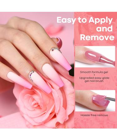 Modelones 24 Pcs Gel Nail Polish Kit - Hot Pink & Glitter Soak Off Gel Set with GlossyMatte Top & Base Coat | Perfect Nail Art Gifts - Buy Online on SooperMarket.com