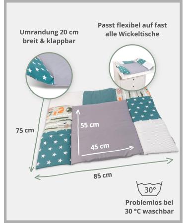 ULLENBOOM Wrapping 85x75 cm Forest Animals Petrol | EU-Made Diaper Pad for On-the-Go Ideal for International Shipping - Buy Online on SooperMarket.com