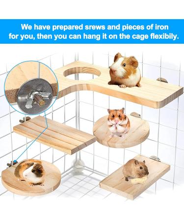 Shop Wangdu 5-Piece Hamster Accessories Set - Natural Wood Toys for Hamsters Guinea Pigs & Mice | DIY Cage Decor & Bird Seating Platform - Buy Online on SooperMarket.com
