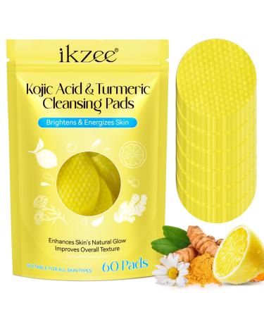 Turmeric Cleansing Pads for Dark Spots Kojic Acid Pads Turmeric Cleansing Pads for Dark Spots Essentials Turmeric Kojic Acid Pads for Face (1PACK) 60 Count (Pack of 1)