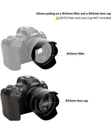 Canon RF 50mm f/1.8 STM Tulip Lens Hood | Reversible Shade for EOS R6 R5 RP R Camera | ES-65B Replacement | 43mm Filter & Cap Compatible - Buy Online on SooperMarket.com