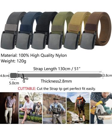LionVII Mens Nylon Casual Belt with Plastic Buckle - Adjustable Fit 27-46 Waist Gray - Buy Online on SooperMarket.com