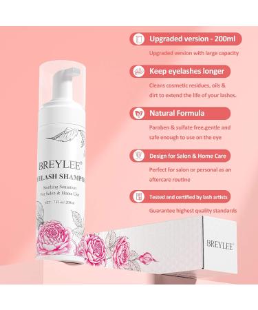 Buy Breylee Eyelash Shampoo - 200ml Eyelash Care for Salon & Home Use Eyelash Extension Makeup Remover with 2 Brushes | International Shipping - Buy Online on SooperMarket.com