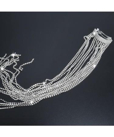Rhinestone Tassel Hair Clips Silver Diamante Chain Hair Clips for Women Ponytail Clips Hair Style Accessories - Buy Online on SooperMarket.com