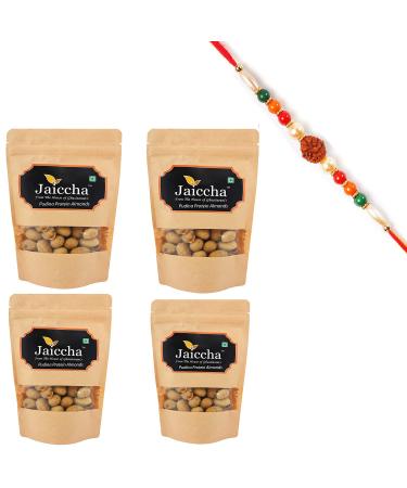 Jaiccha Ghasitaram Rakhi Gifts for Brothers Rakhi Dryfruits - Pudina Protein Almonds 800 GMS in Brown Paper Pouch with Rudraksh Rakhi
