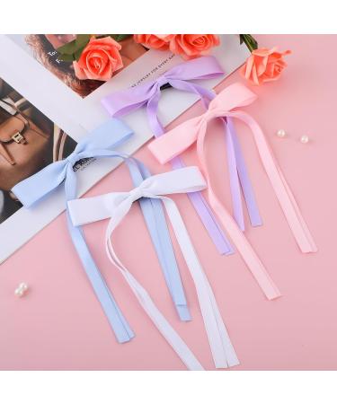 Andibro Silky Satin Hair Bows with Tassel 4 colors Hair Ribbon Barrettes Satin Bowknots Hair Pins Cute Princess Hair Bows French Clips Ponytail Holder Aesthetic Hair Accessories for Women Girls(B) - Buy Online on SooperMarket.com