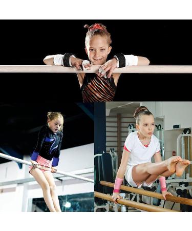 Amrta Gymnastics Grips Wristbands Set for Girls Youth Kids - 2 Pair Palm Protection Gloves with Wrist Support | Small Pink-Black - Buy Online on SooperMarket.com