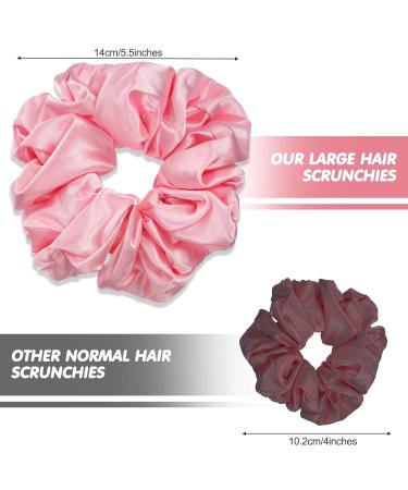6-Piece Oversized Satin Hair Tie Set - Soft Silk Elastic Ponytail Holders for Girls in Champagne White Silver Gray Light Pink Bean Red Light Blue - Buy Online on SooperMarket.com