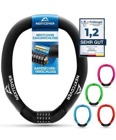 NextCover New Bicycle Castle with Number Code Safesecure for high security I Castle with a 5-act number code I Number lock Bicycle I Bike Lock Perfect for e-bike i chain lock black